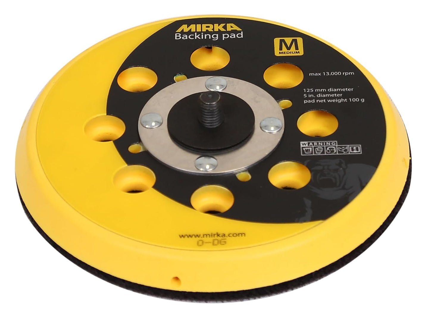 Mirka 5" Backup Pad – Hook & Loop, 28 Holes, Medium Foam (915GV28)