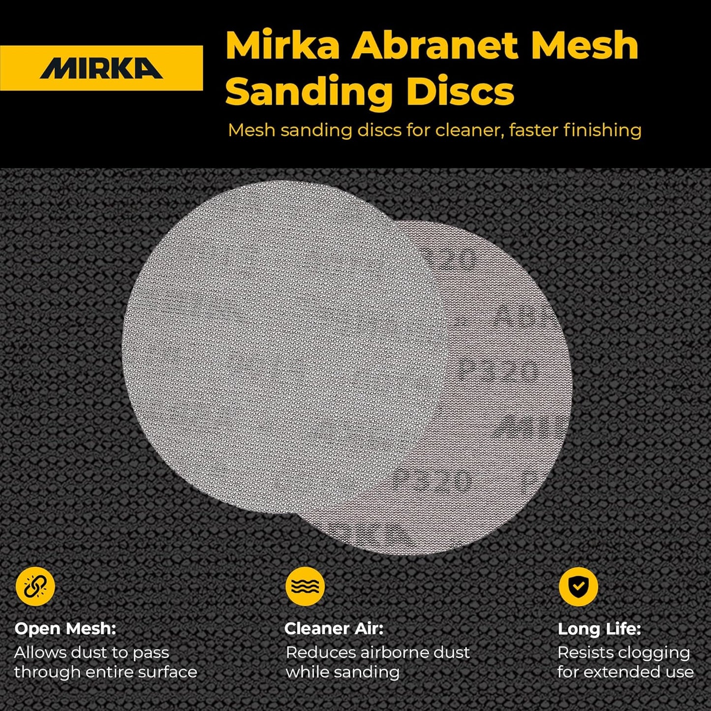 Mirka Abranet 6-Inch Sanding Discs – Dust-Free Hook & Loop Mesh, 50pcs, Grit 400