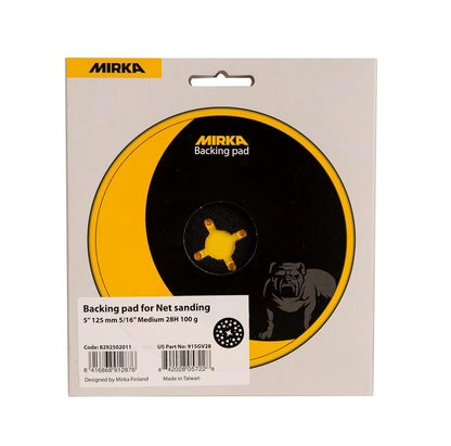 Mirka 5" Backup Pad – Hook & Loop, 28 Holes, Medium Foam (915GV28)