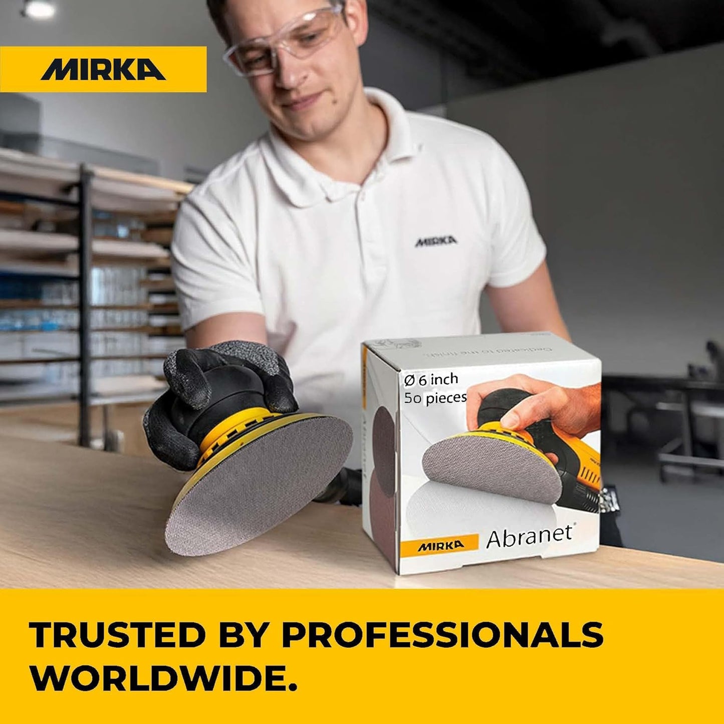 Mirka Abranet 6-Inch Sanding Discs – Dust-Free Hook & Loop Mesh, 50pcs, Grit 400