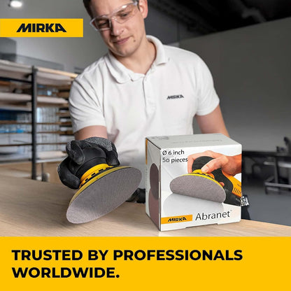 Mirka Abranet 6-Inch Sanding Discs – Dust-Free Hook & Loop Mesh, 50pcs, Grit 400
